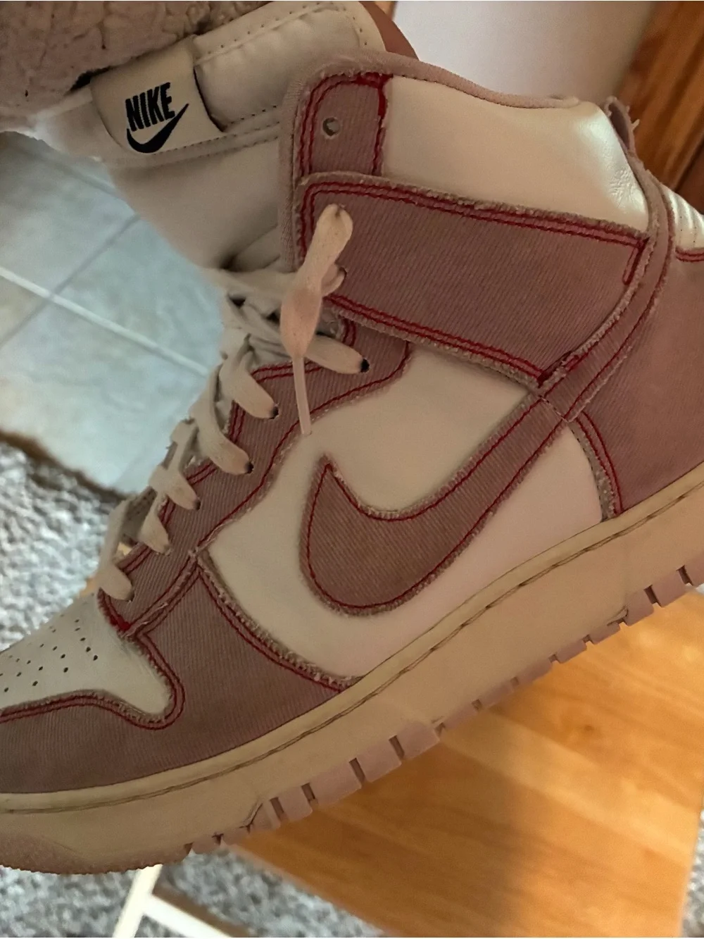 Nike High-Top Sneakers in White and Dusty Pink
